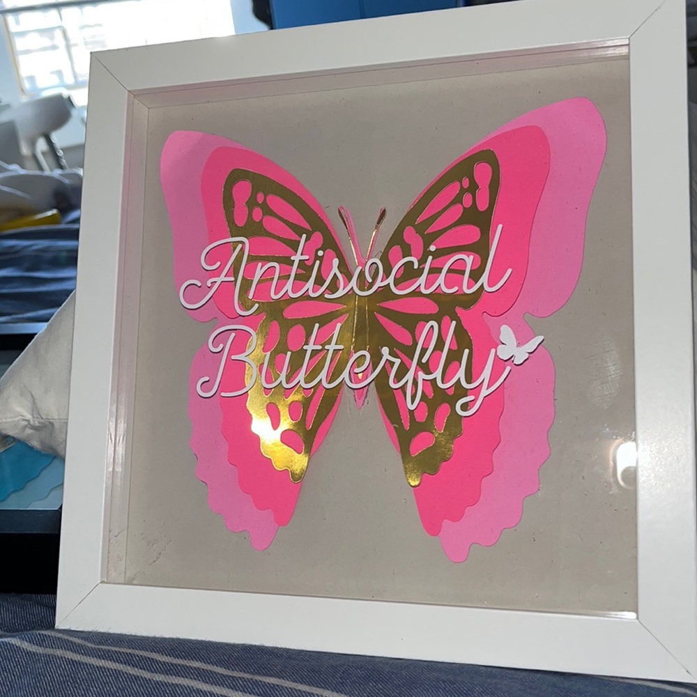 Handcrafted Antisocial Butterfly shadow box